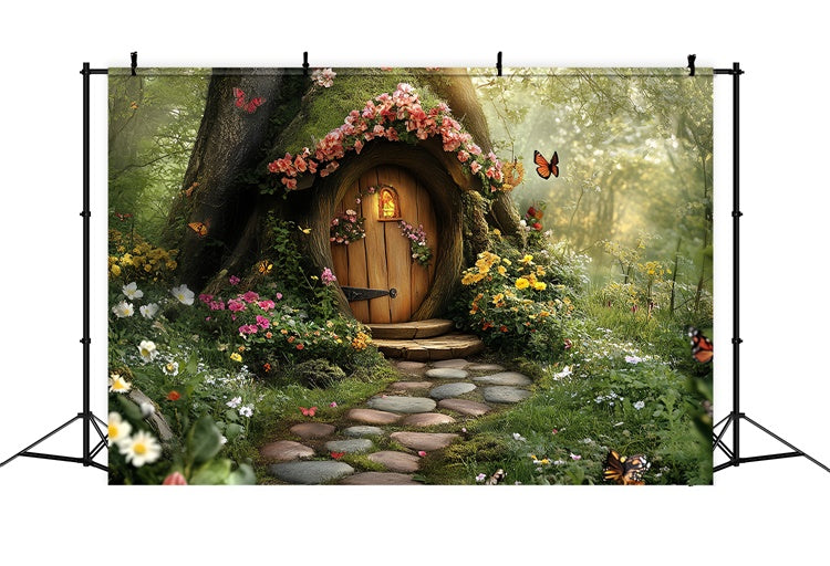 Fairytale Forest Backdrop Enchanted Tree Cottage Backdrop UK CSH57-159