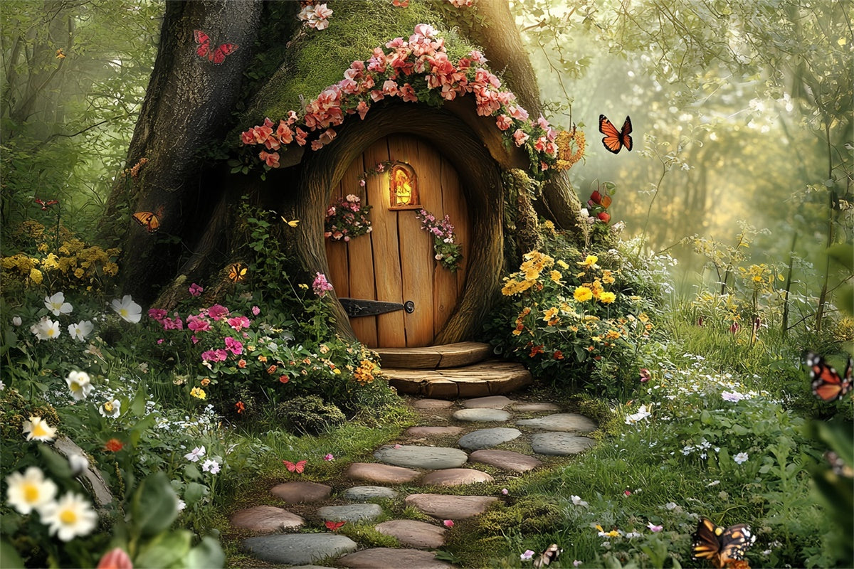 Fairytale Forest Backdrop Enchanted Tree Cottage Backdrop UK CSH57-159