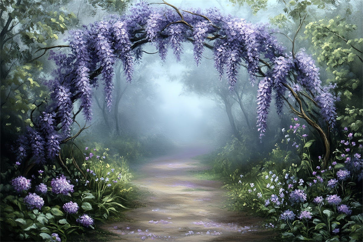 Forest Backdrop Photography Lavender Archway Path Backdrop UK CSH57-161