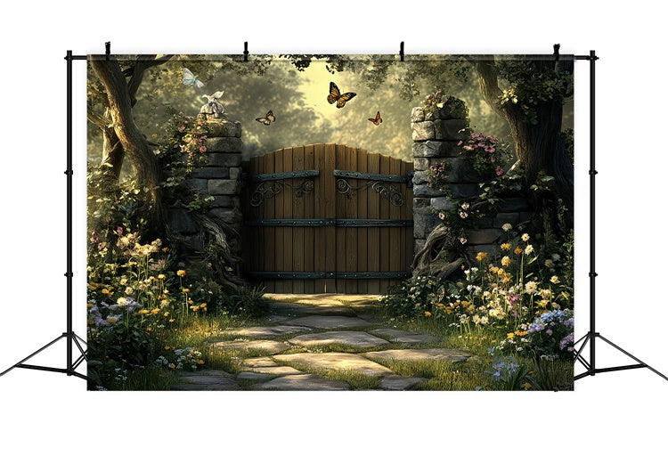 Magical Forest Backdrop Secret Garden Wooden Gate Backdrop UK CSH57-162