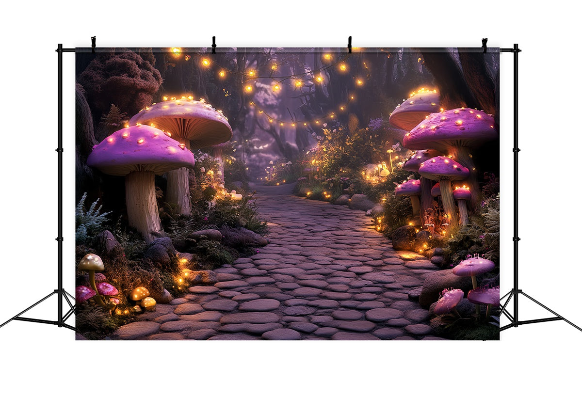Fairytale Forest Backdrop Glowing Mushroom Path Backdrop UK CSH57-163