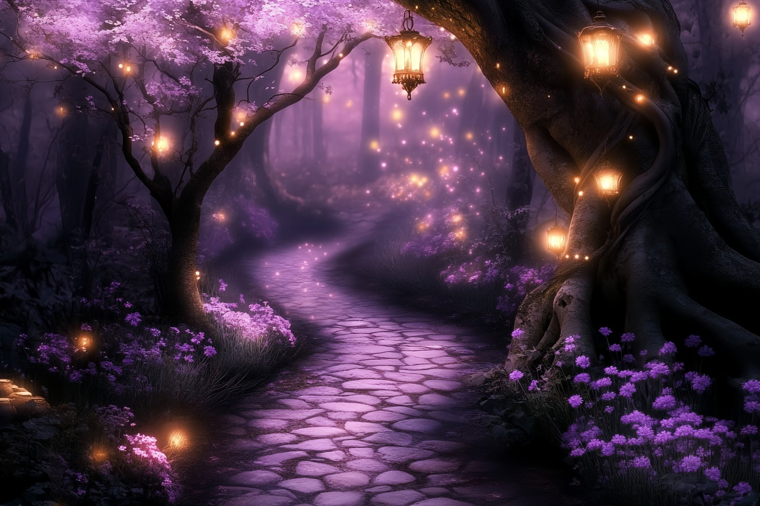 Enchanted Forest Backdrop Mystic Purple Glow Path Backdrop UK CSH57-164