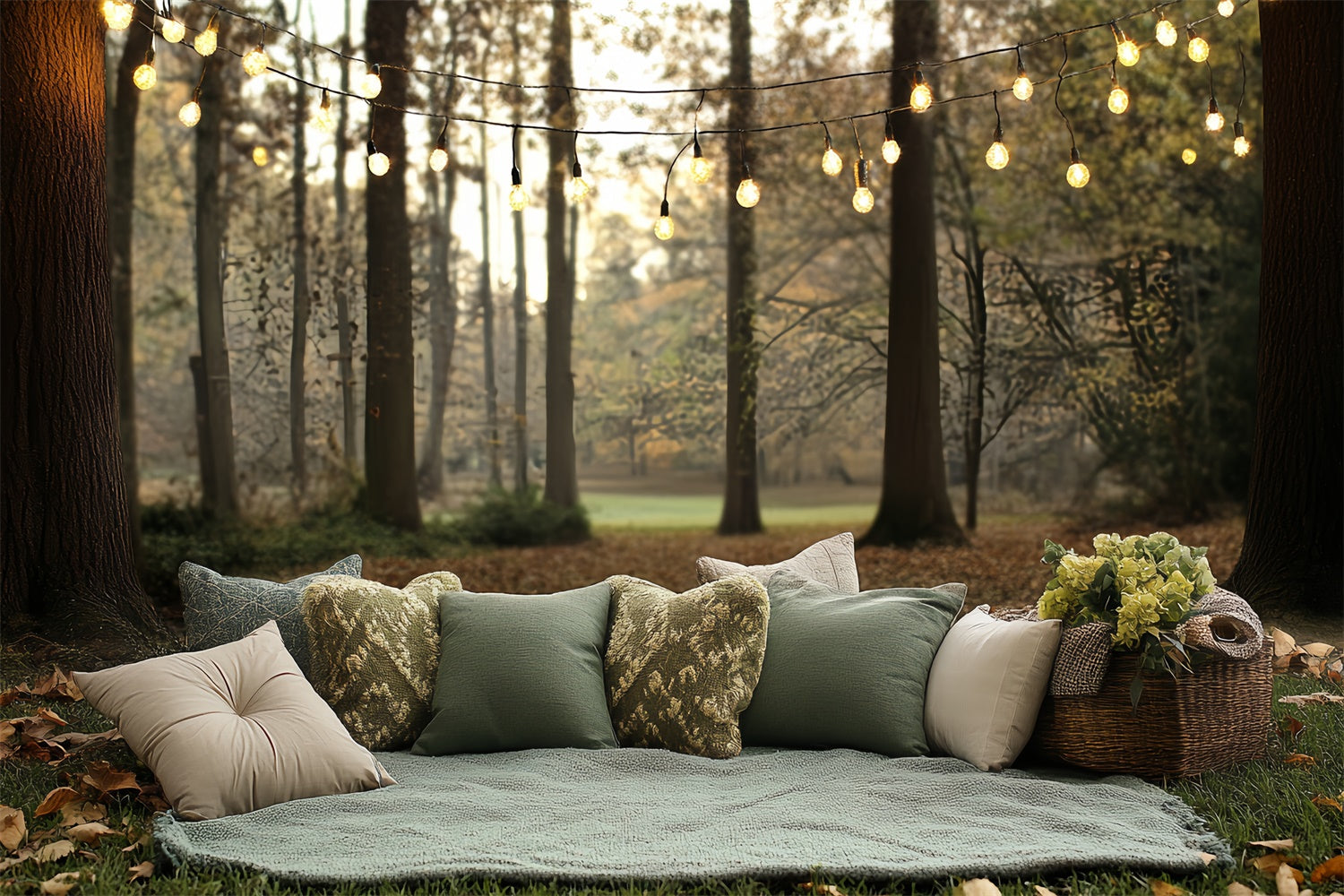 Photo Backdrop Forest Twilight Picnic Setup Backdrop UK CSH57-165