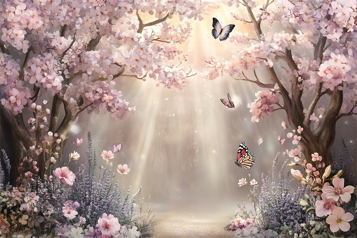 Forest Photography Backdrop Cherry Bloom Glow Backdrop UK CSH57-167