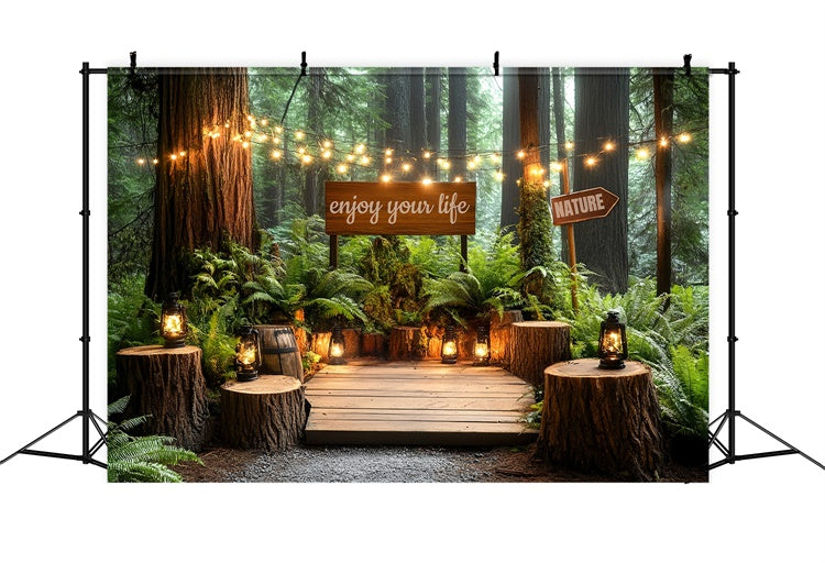 Forest Photo Backdrop Woodsy Lantern Lounge Backdrop UK CSH57-168