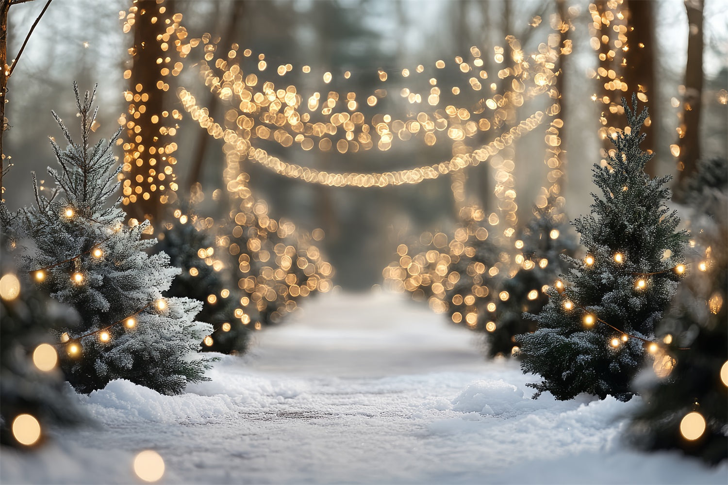 Snow Forest Backdrop Sparkle Winter Walk Backdrop UK CSH57-169