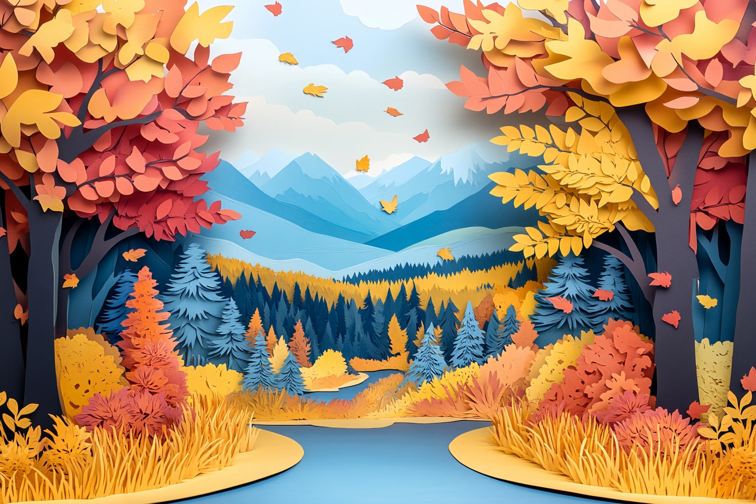Fall Backdrops Fantasy Fall Layered Woods Backdrop UK CSH57-194