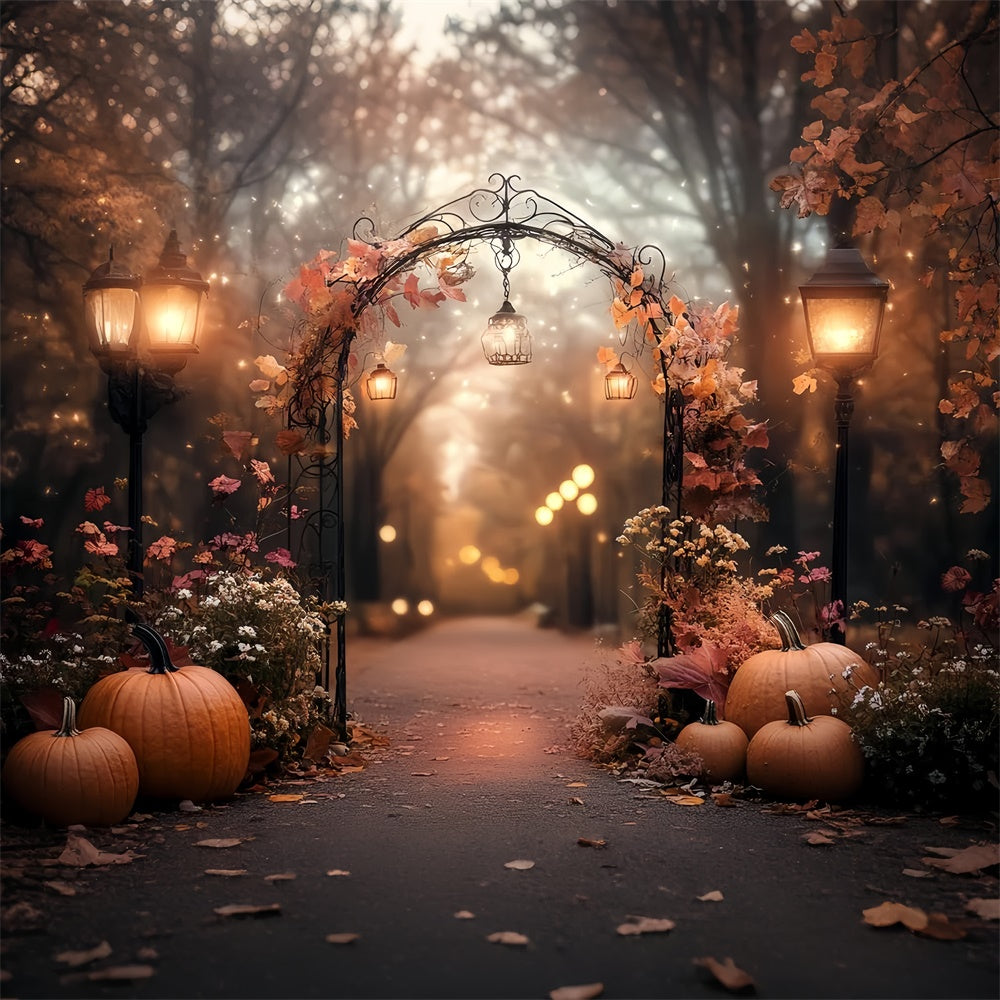 Fall Forest Backdrop Pumpkin Lantern Garden Arch Backdrop UK CSH57-197