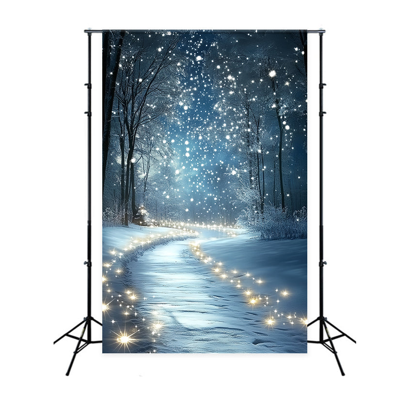 Winter Wonderland Backdrop Midnight Snow Sparkle Backdrop UK CSH57-201