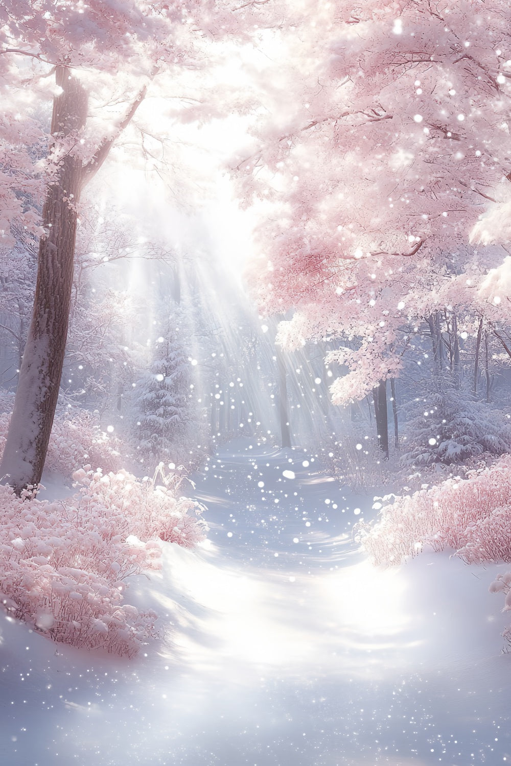 Winter Snow Backdrop Snowlight Pink Dream Backdrop UK CSH57-203