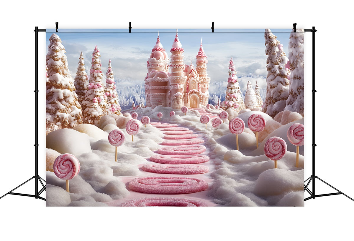 Winter Backdrop Candy Cane Winter Castle Backdrop UK CSH57-208
