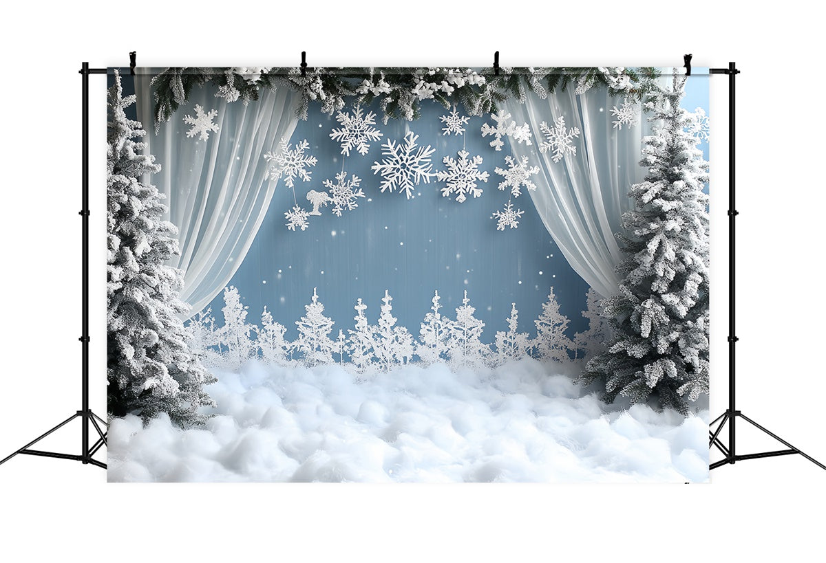 Snowy Backdrop White Snow Winter Stage Backdrop UK CSH57-209