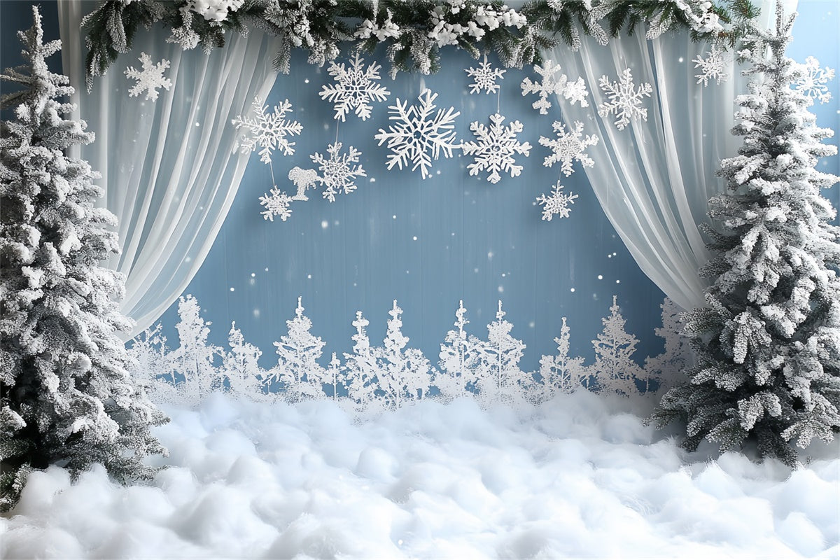 Snowy Backdrop White Snow Winter Stage Backdrop UK CSH57-209