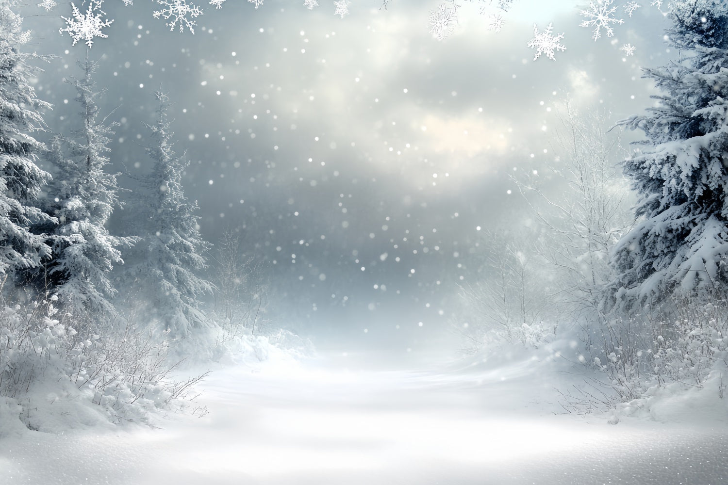 Winter Wonderland Backdrop Silent Snowfall Mist Backdrop UK CSH57-210