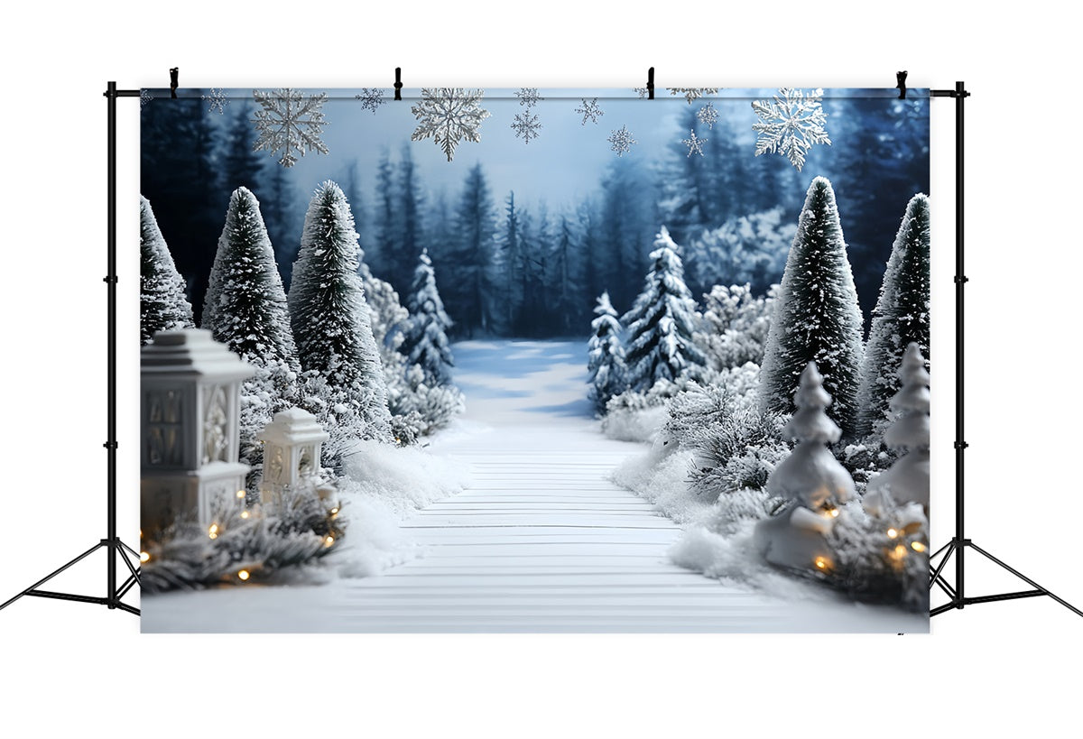 Winter Wonderland Photo Backdrop Pine Path Entry Backdrop UK CSH57-211