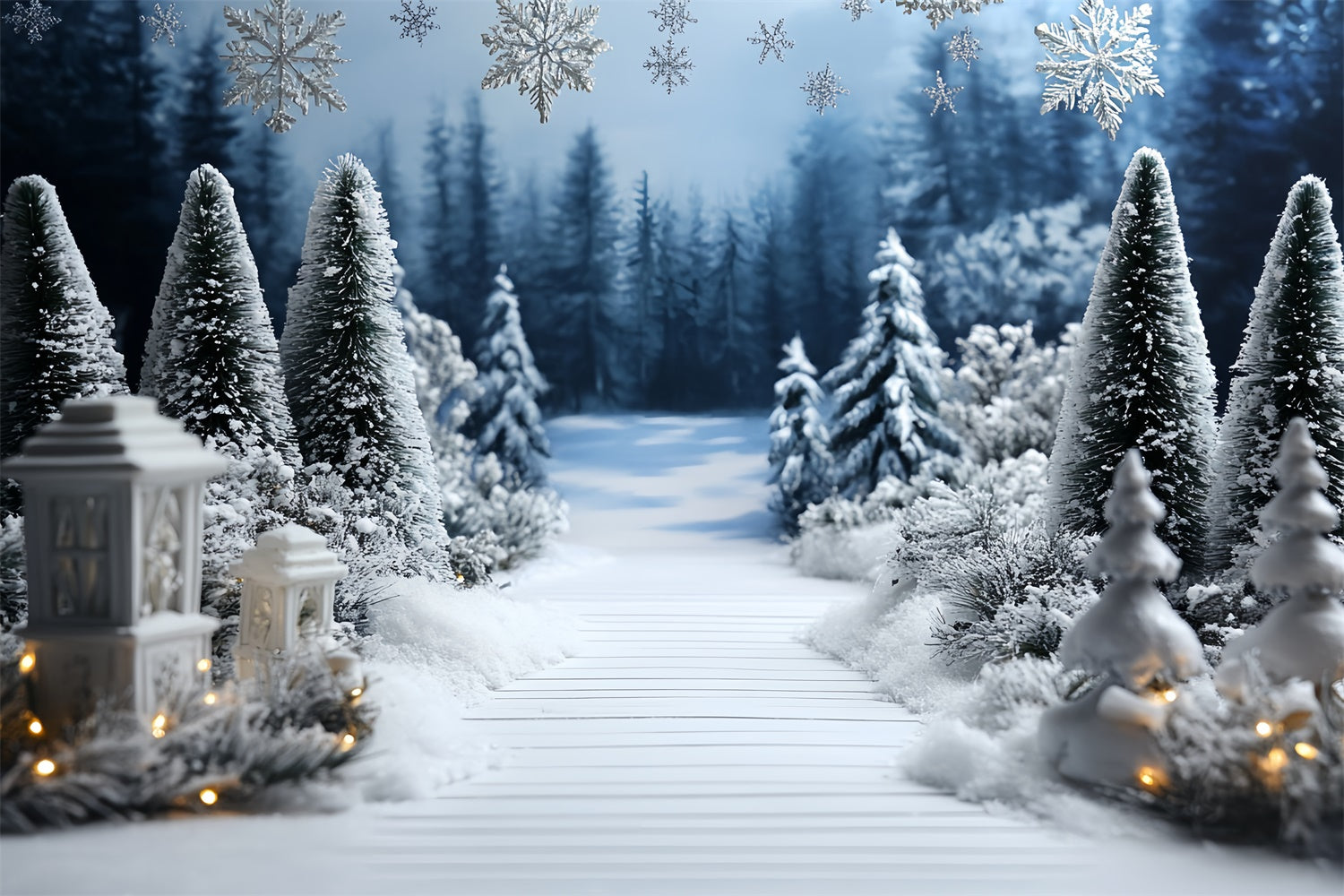 Winter Wonderland Photo Backdrop Pine Path Entry Backdrop UK CSH57-211