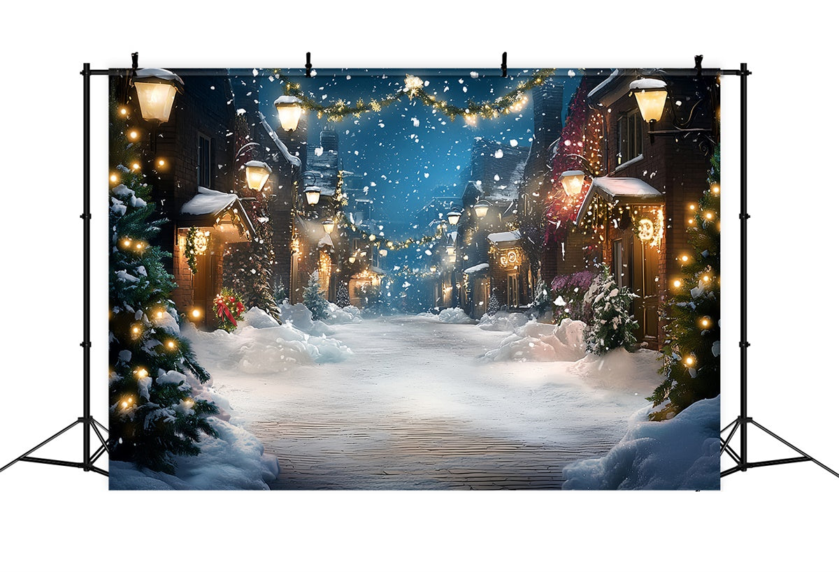 Winter Photo Backdrop Festive Lights Street Backdrop UK CSH57-213