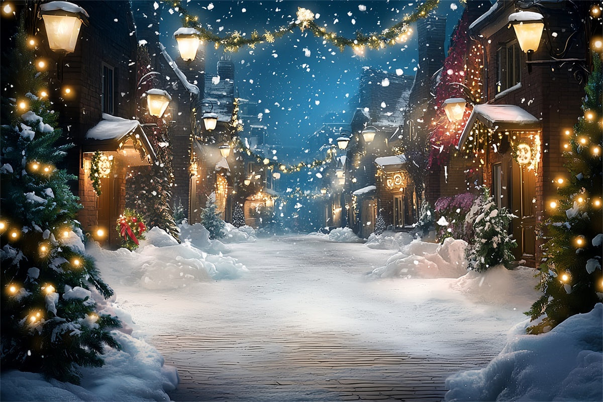 Winter Photo Backdrop Festive Lights Street Backdrop UK CSH57-213