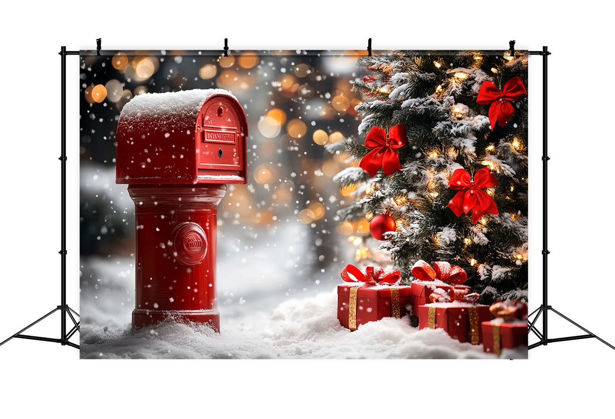 Winter Backdrop Red Mailbox Gift Christmas Backdrop UK CSH57-218