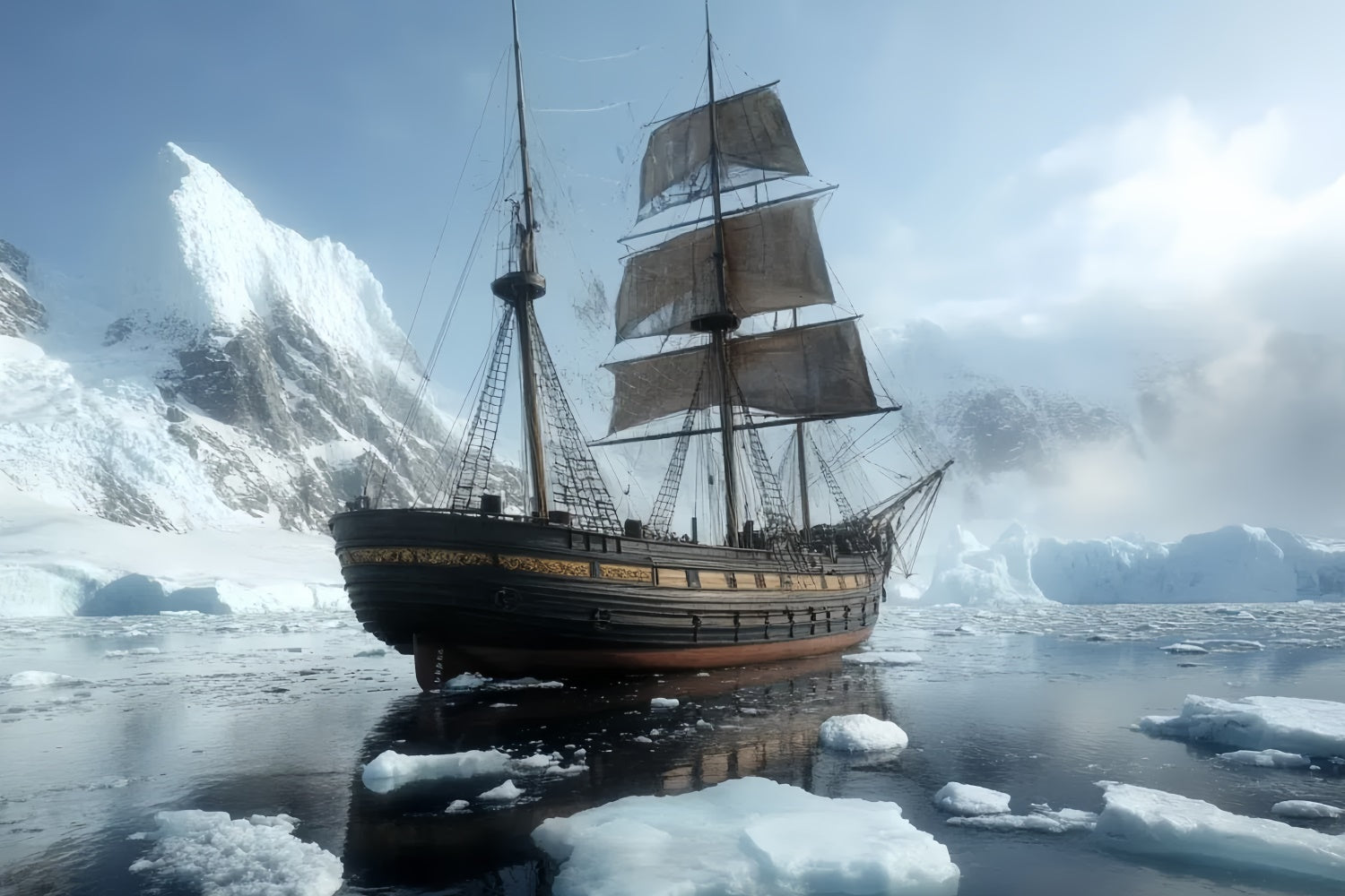 Winter Scene Backdrop Frozen Expedition Vessel Backdrop UK CSH57-219