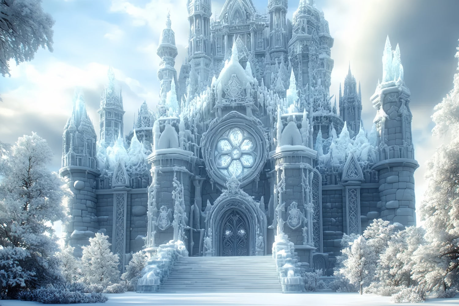 Winter Photo Backdrop Winter Majesty Castle Backdrop UK CSH57-221