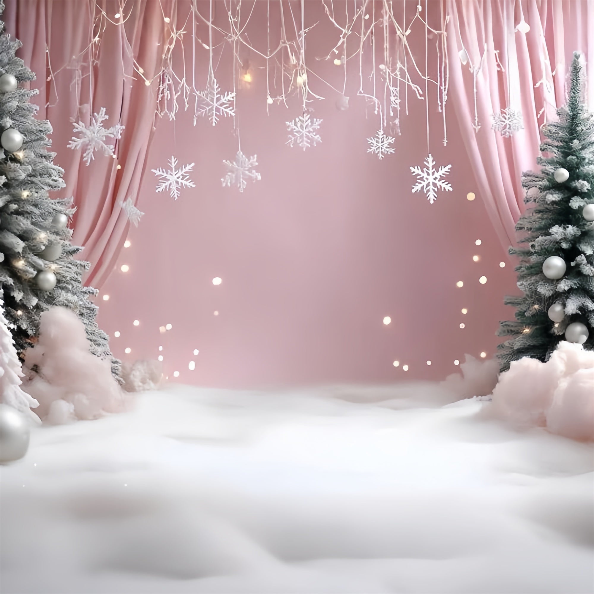 Winter Backdrops Blush Snow Christmas Backdrop UK CSH57-224