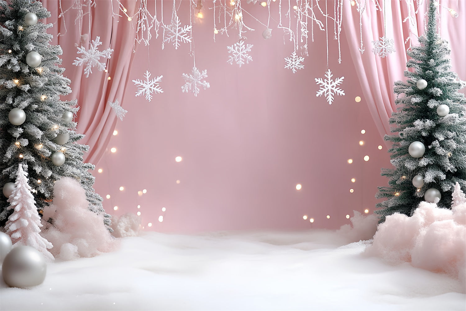 Winter Backdrops Blush Snow Christmas Backdrop UK CSH57-224