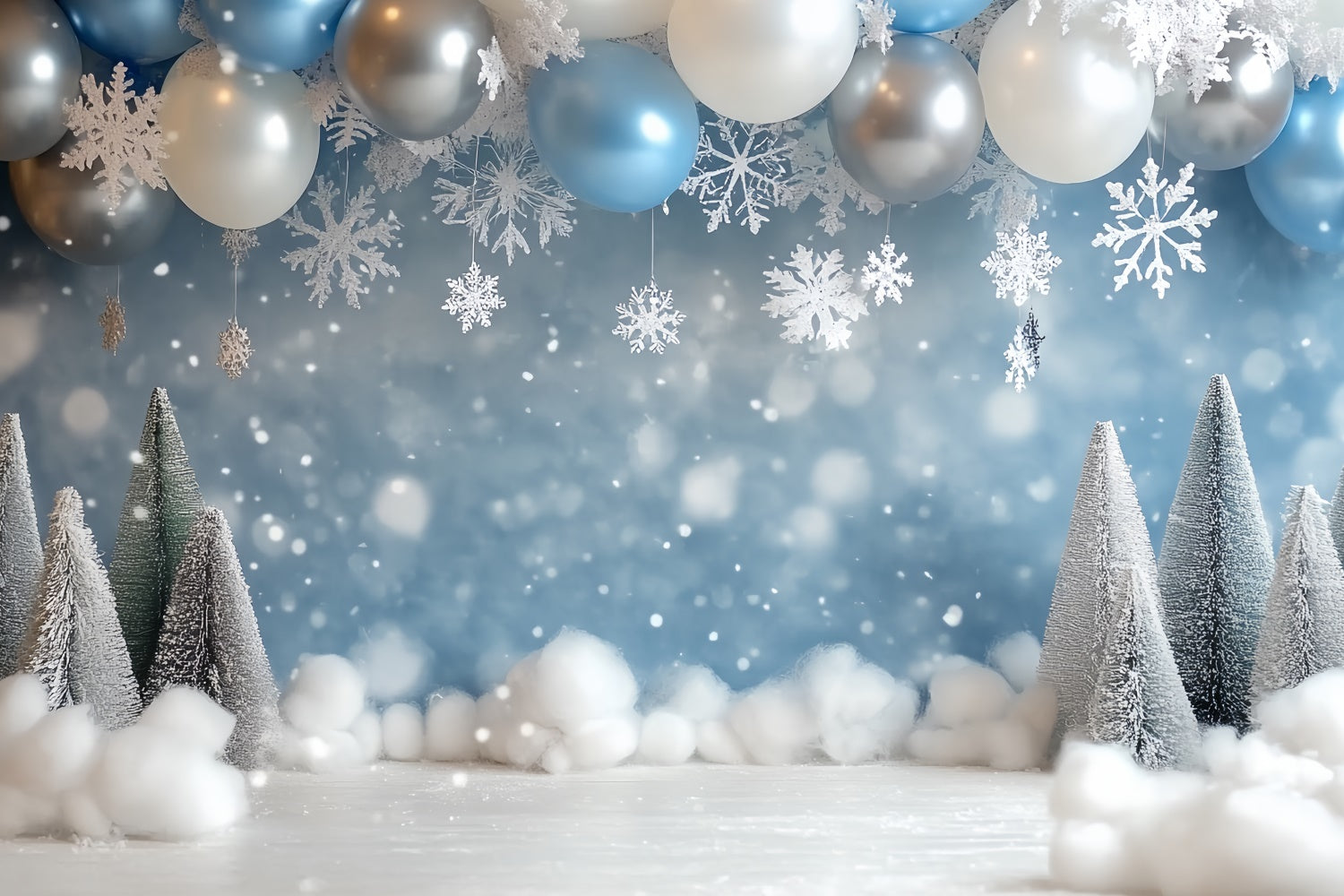 Winter Snow Backdrop Snow Cheer Balloon Arch Backdrop UK CSH57-227