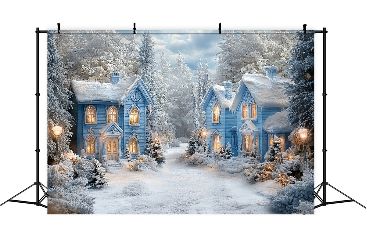 Winter Wonderland Backdrop Snow Winter Cottages Backdrop UK CSH57-228