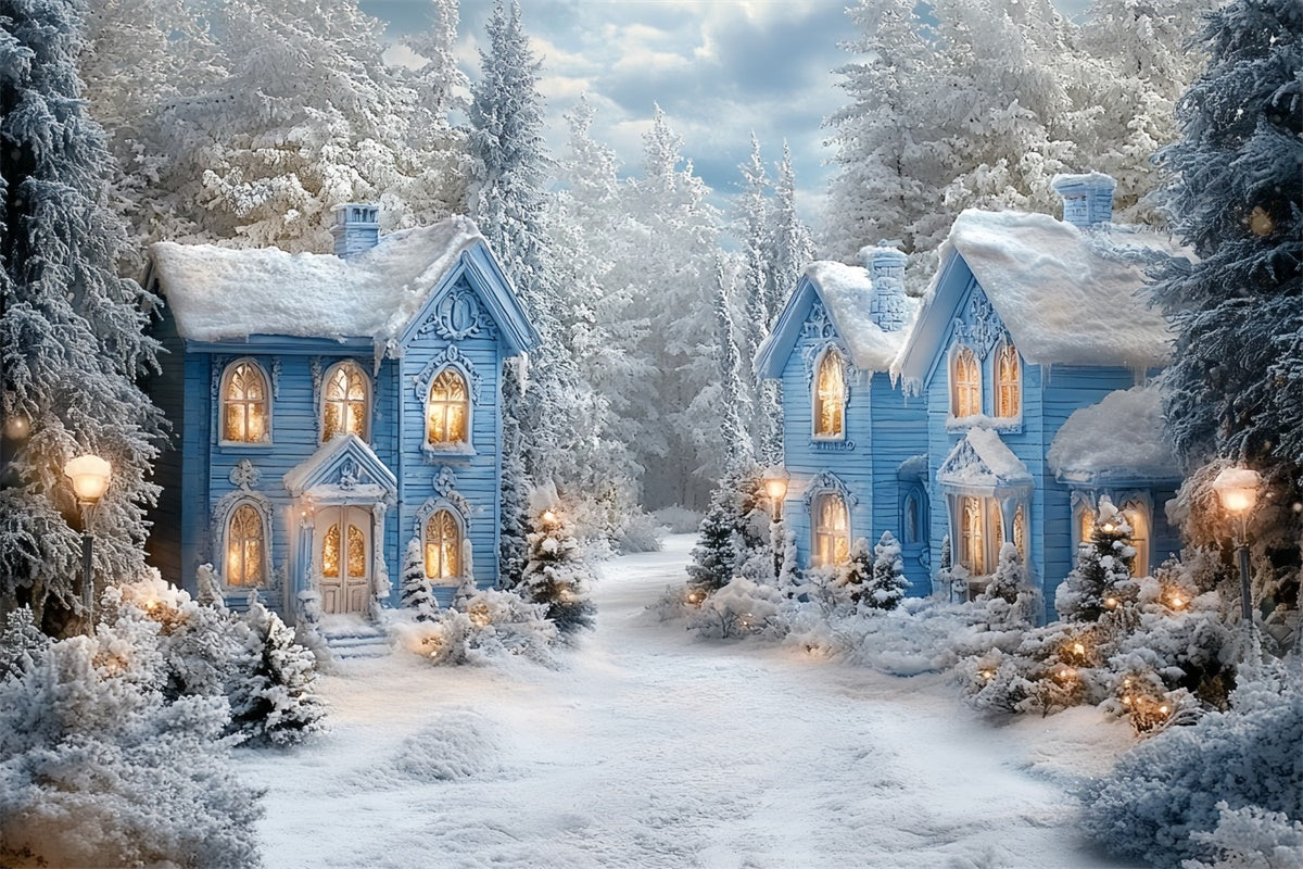 Winter Wonderland Backdrop Snow Winter Cottages Backdrop UK CSH57-228