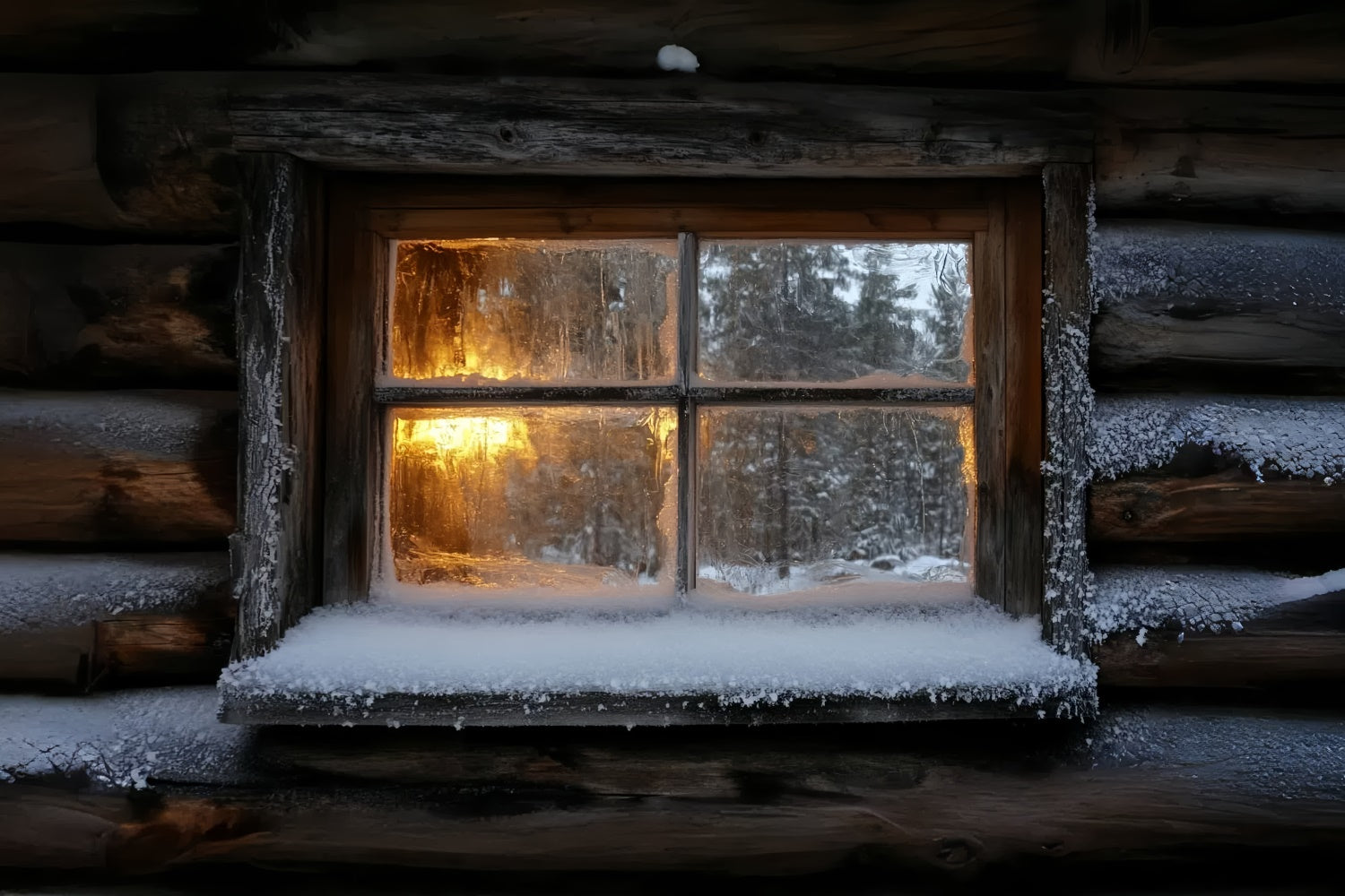 Winter Backdrop Photography Frosted Cabin Glow Backdrop UK CSH57-229
