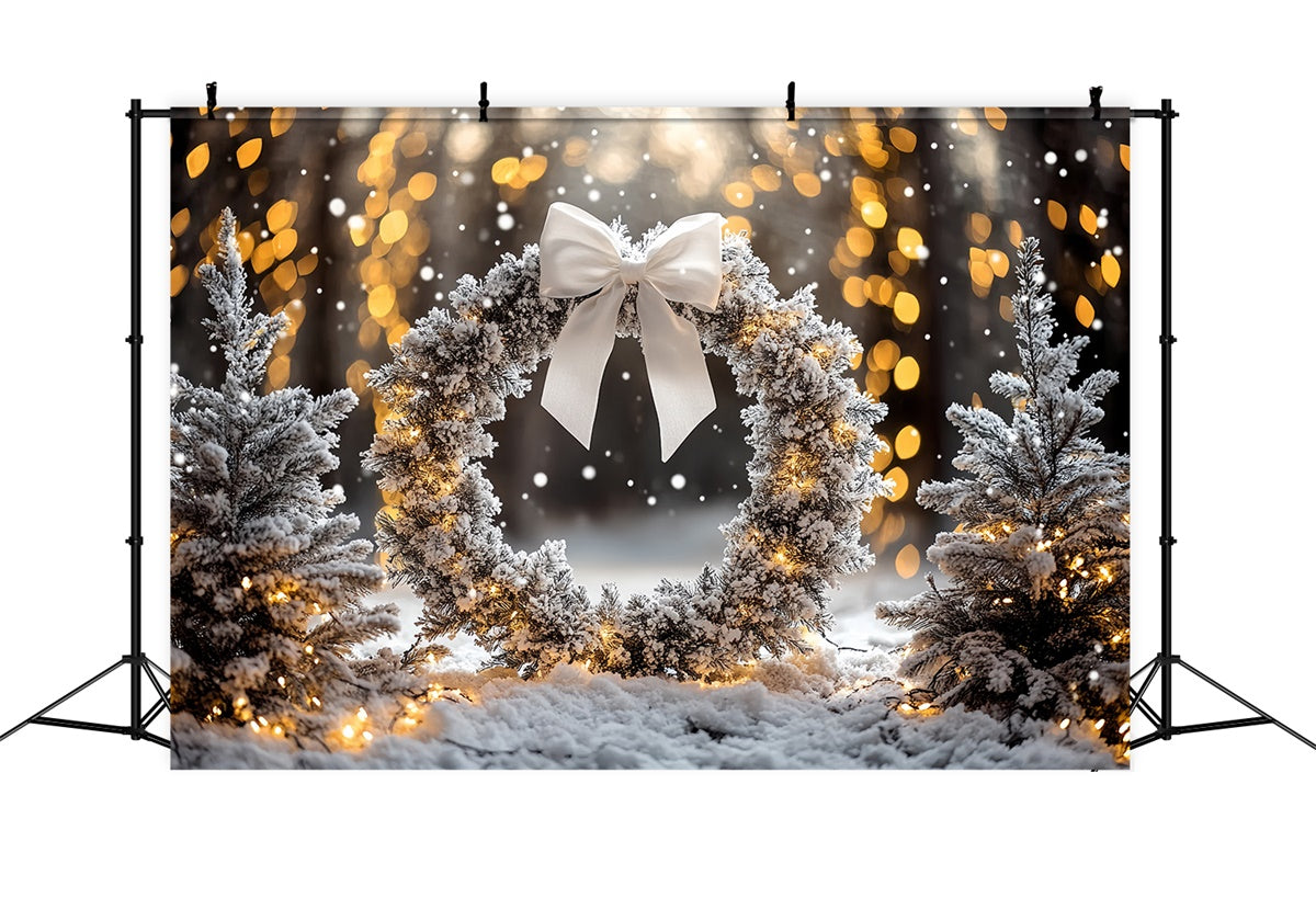 Winter Photo Backdrop Frosted Pine Wreath Backdrop UK CSH57-231