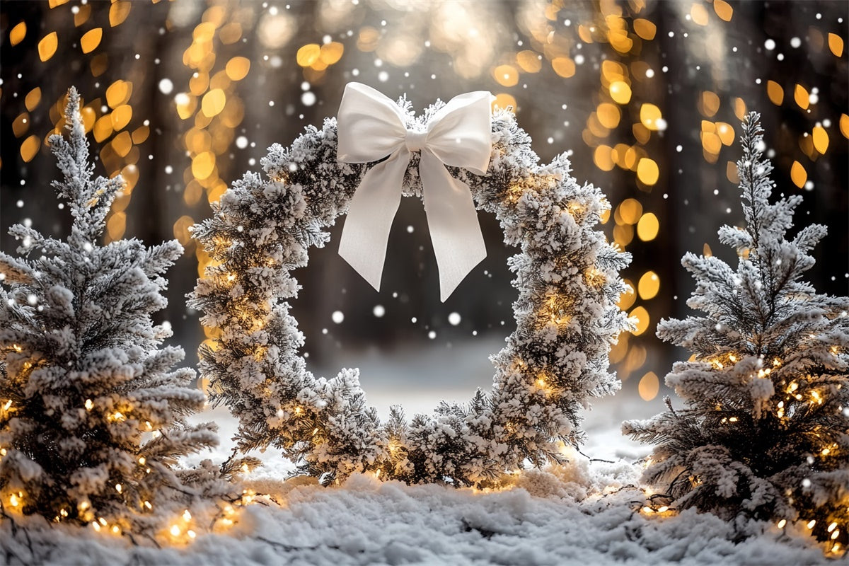 Winter Photo Backdrop Frosted Pine Wreath Backdrop UK CSH57-231