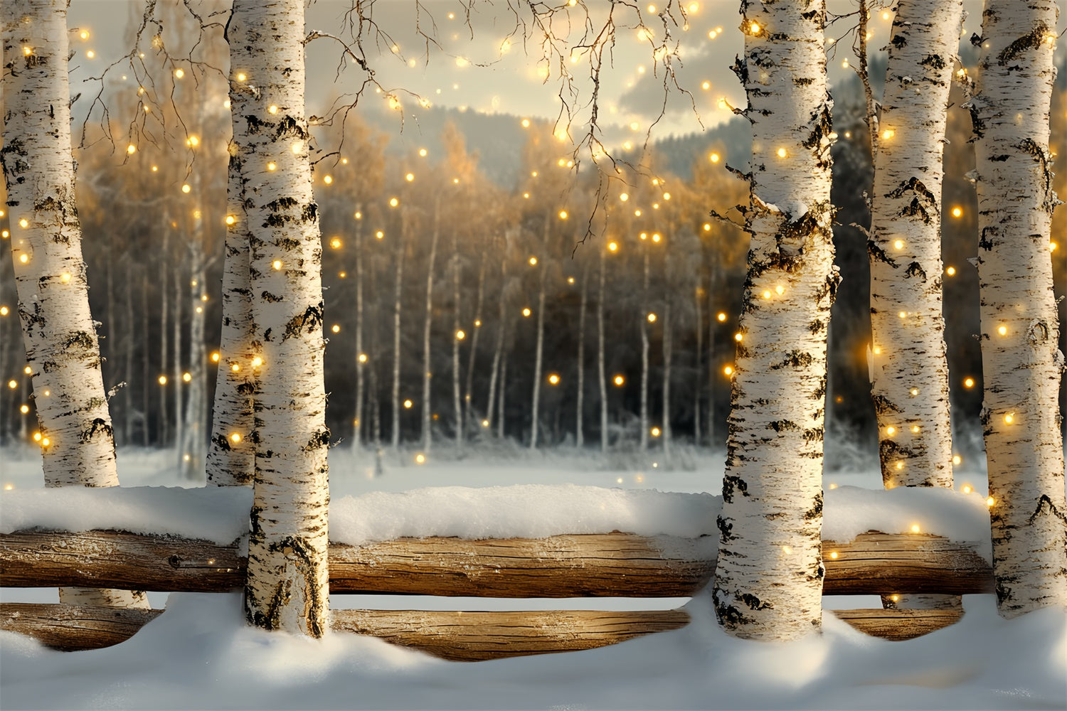 Winter Forest Backdrop Twinkling Birch Forest Backdrop UK CSH57-233