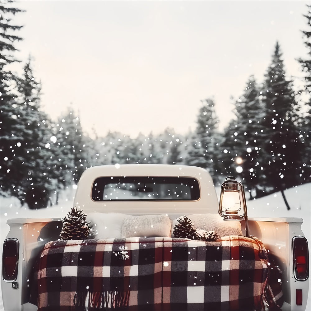 Winter Backdrop Photography Rustic Truck Snow Backdrop UK CSH57-235