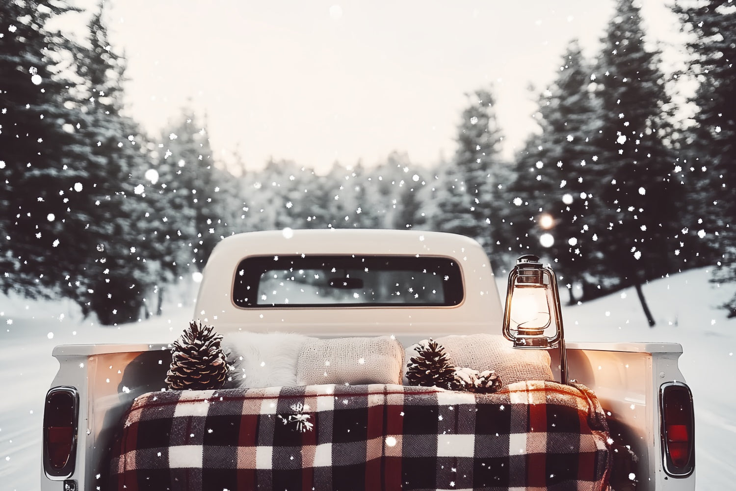 Winter Backdrop Photography Rustic Truck Snow Backdrop UK CSH57-235