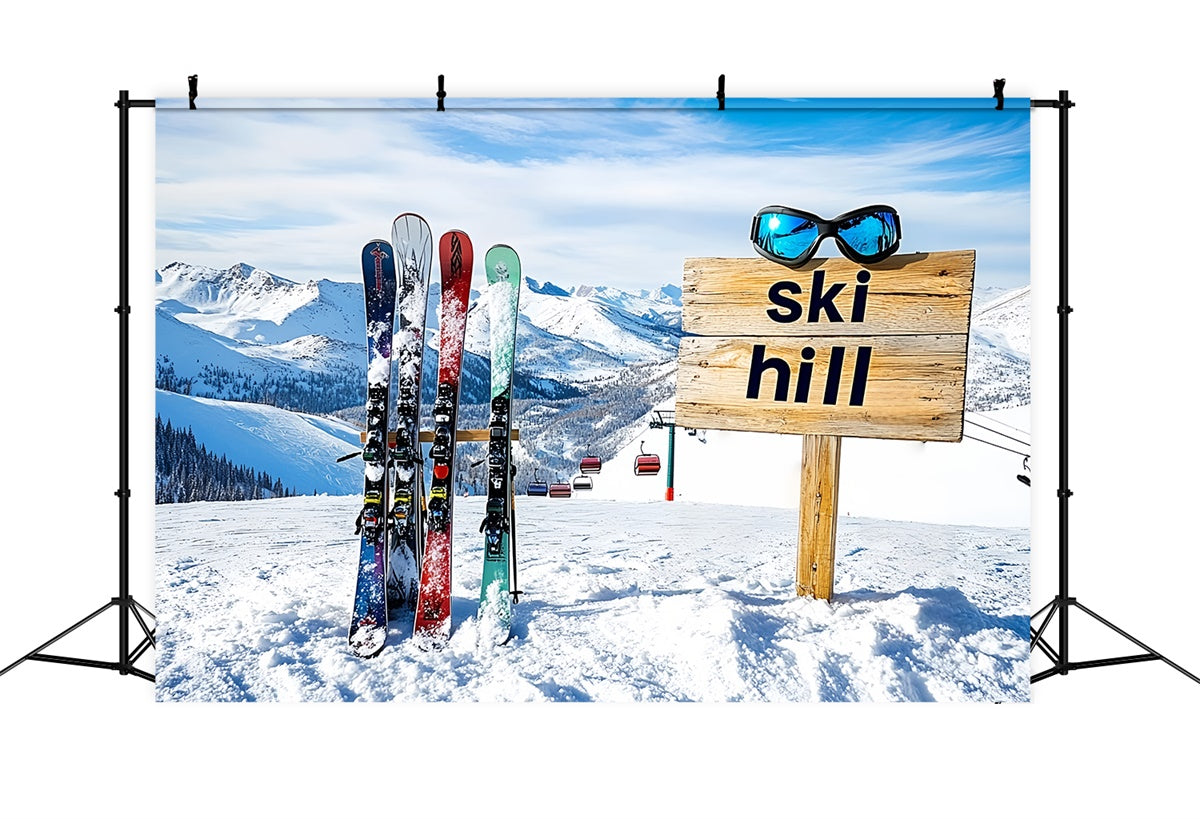 Snowy Mountain Backdrop Alpine Ski Sports Backdrop UK CSH57-239