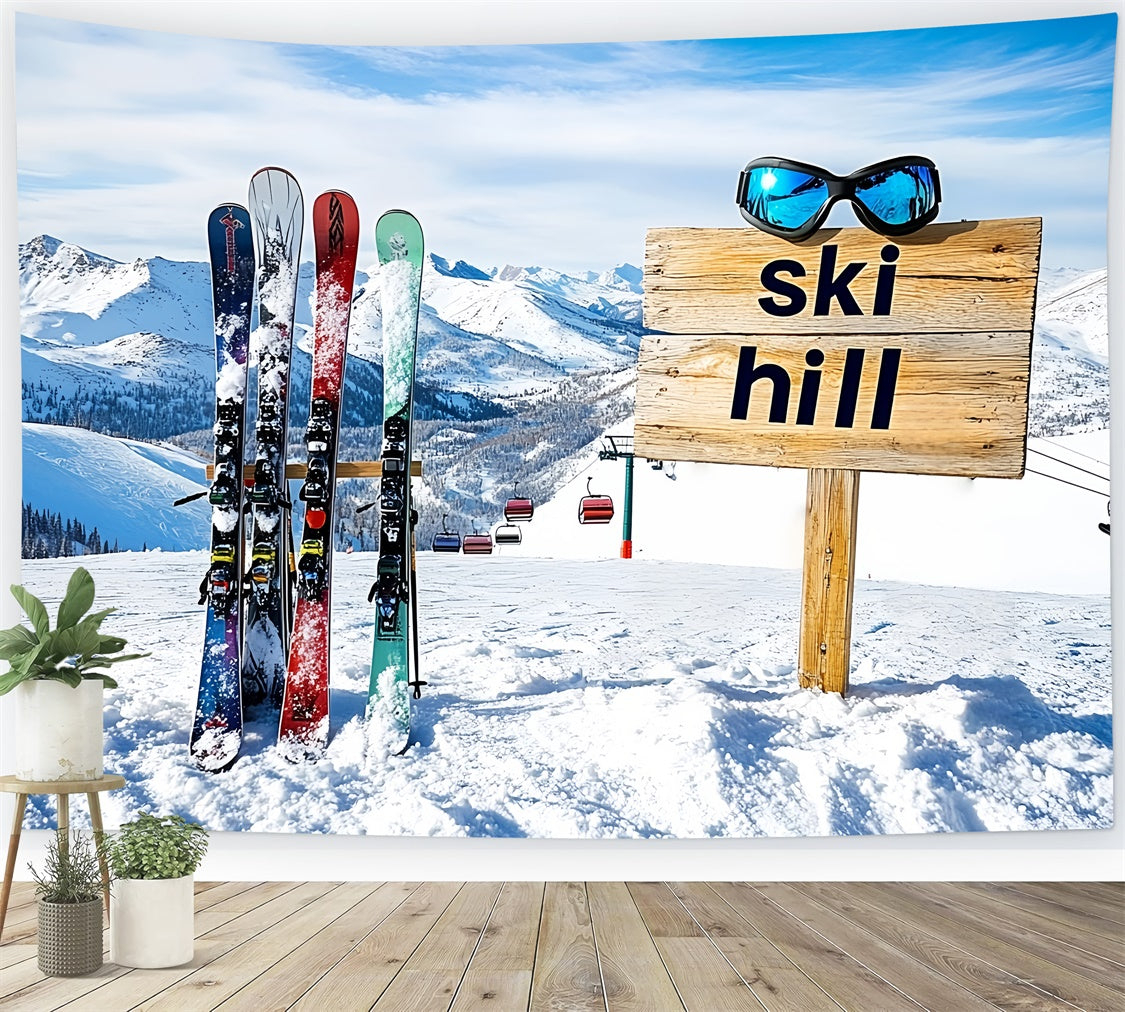 Snowy Mountain Backdrop Alpine Ski Sports Backdrop UK CSH57-239