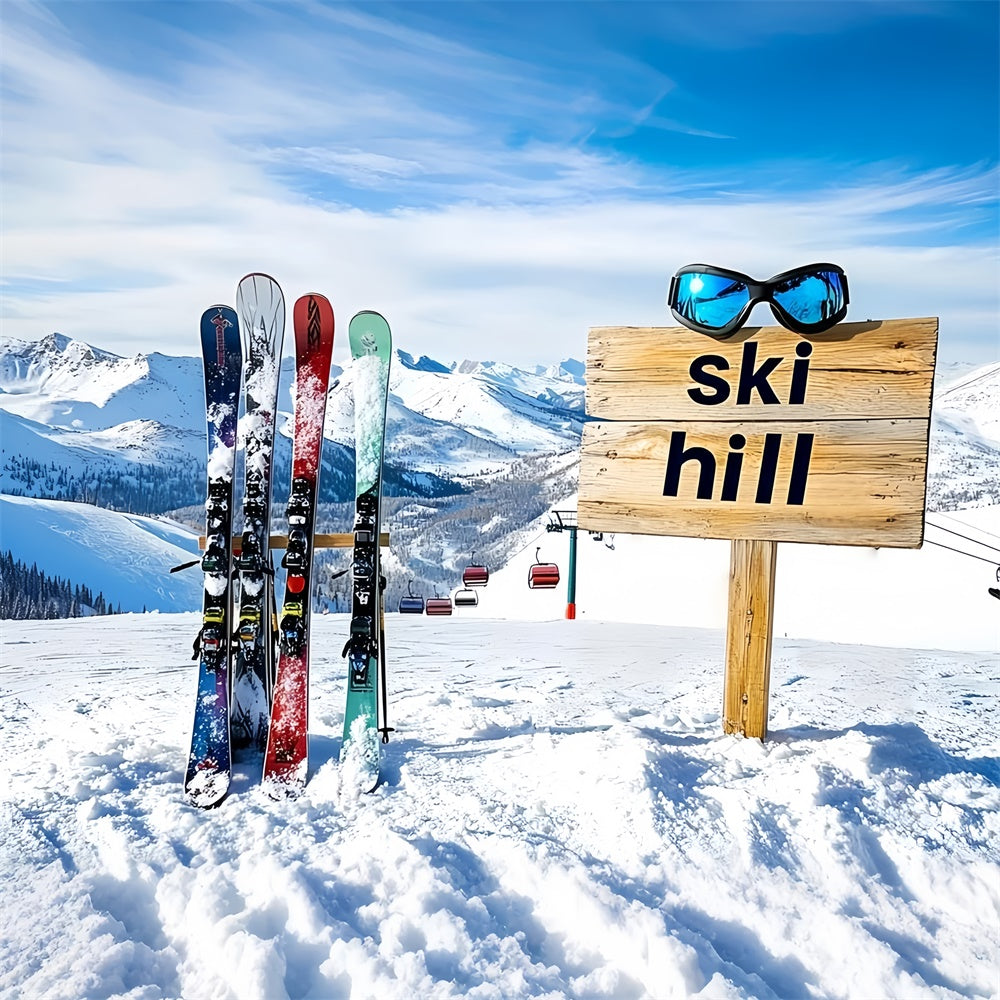 Snowy Mountain Backdrop Alpine Ski Sports Backdrop UK CSH57-239