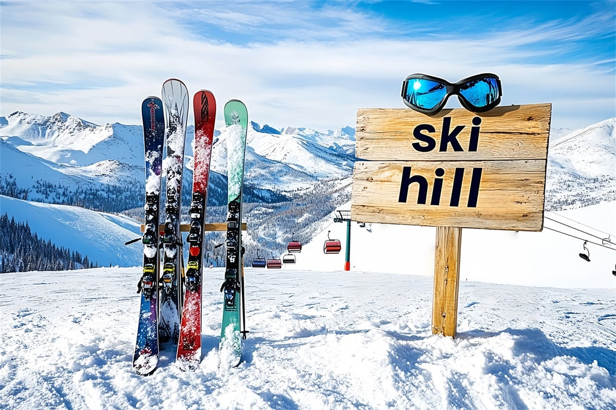 Snowy Mountain Backdrop Alpine Ski Sports Backdrop UK CSH57-239