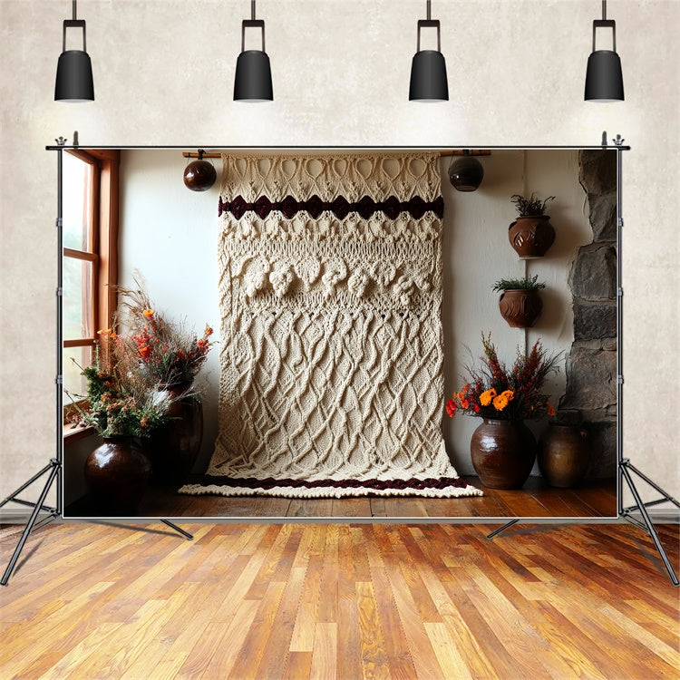 Boho Photo Backdrop Cozy Knit Rustic Chic Backdrop UK CSH57-291