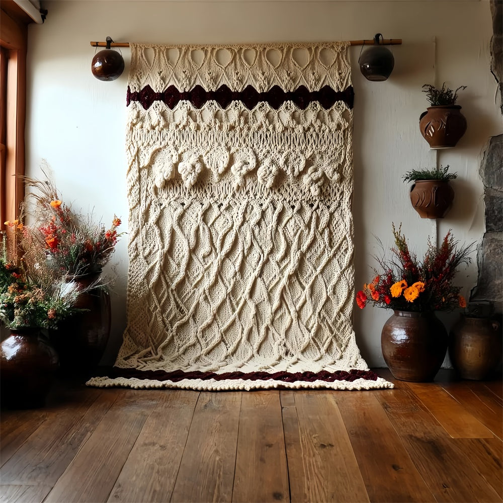 Boho Photo Backdrop Cozy Knit Rustic Chic Backdrop UK CSH57-291