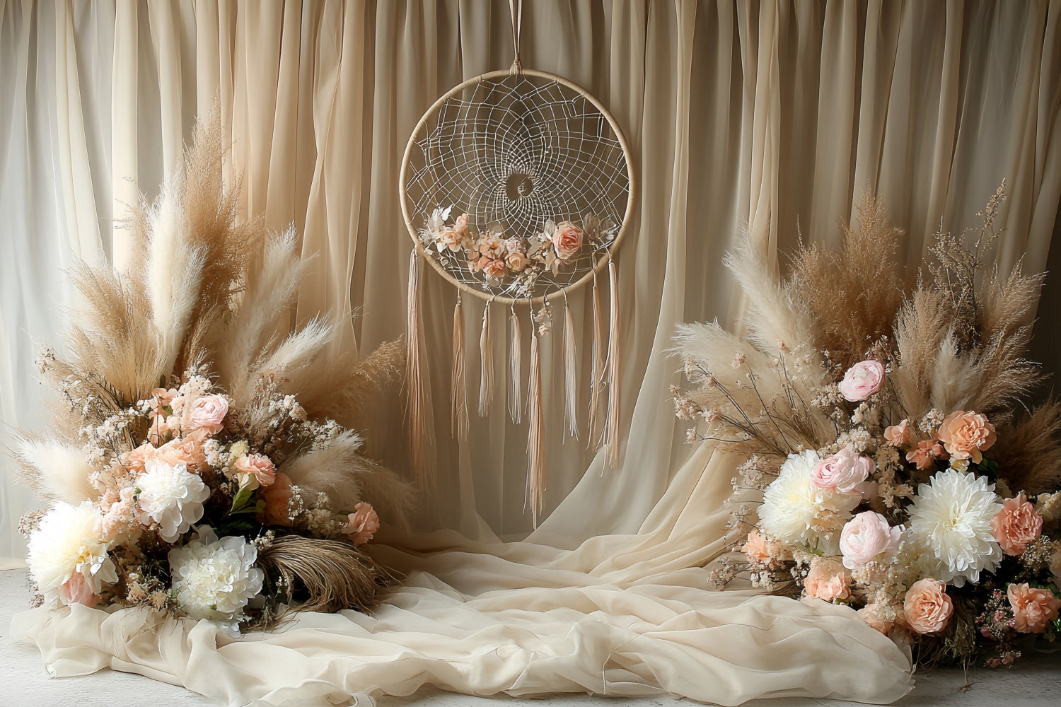 Bohemian Style Backdrop Blush Whisper Floral Backdrop UK CSH57-300