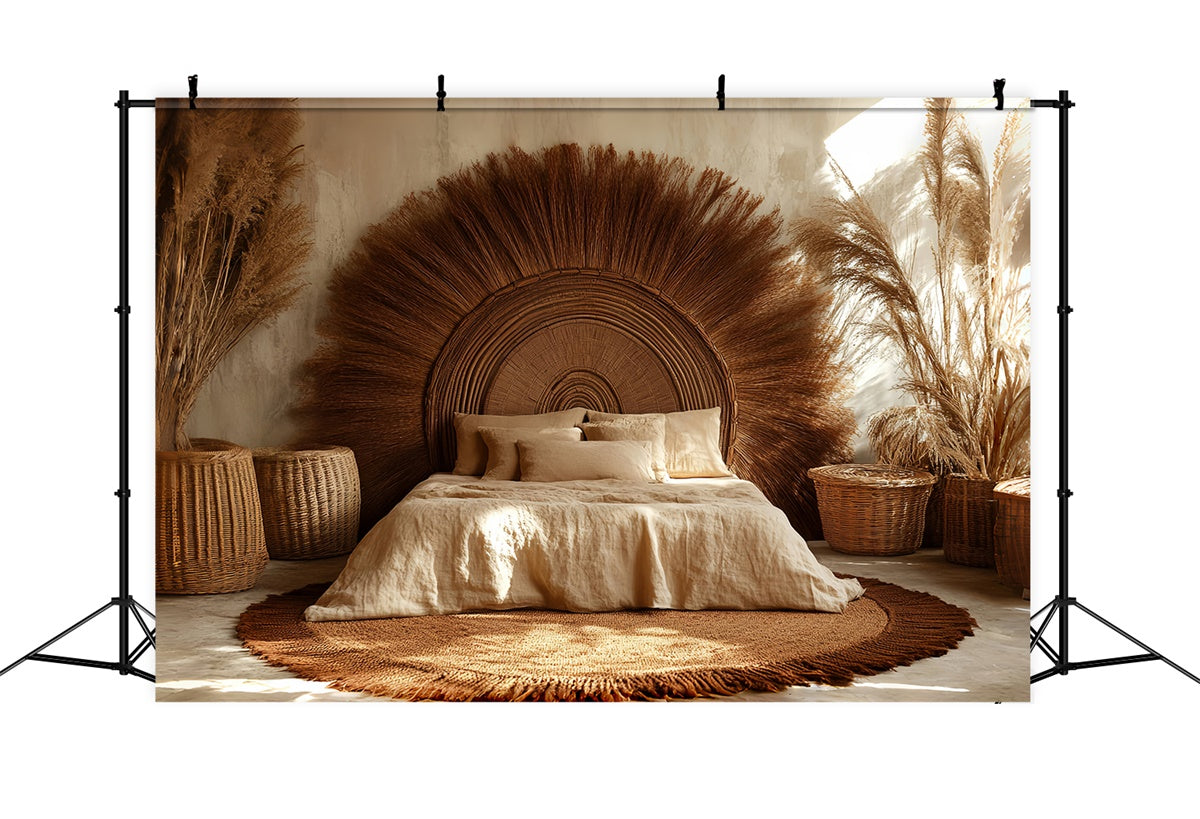 Bohemian Backdrop Rattan Sunburst Retreat Backdrop UK CSH57-304