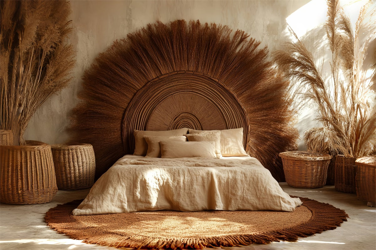 Bohemian Backdrop Rattan Sunburst Retreat Backdrop UK CSH57-304