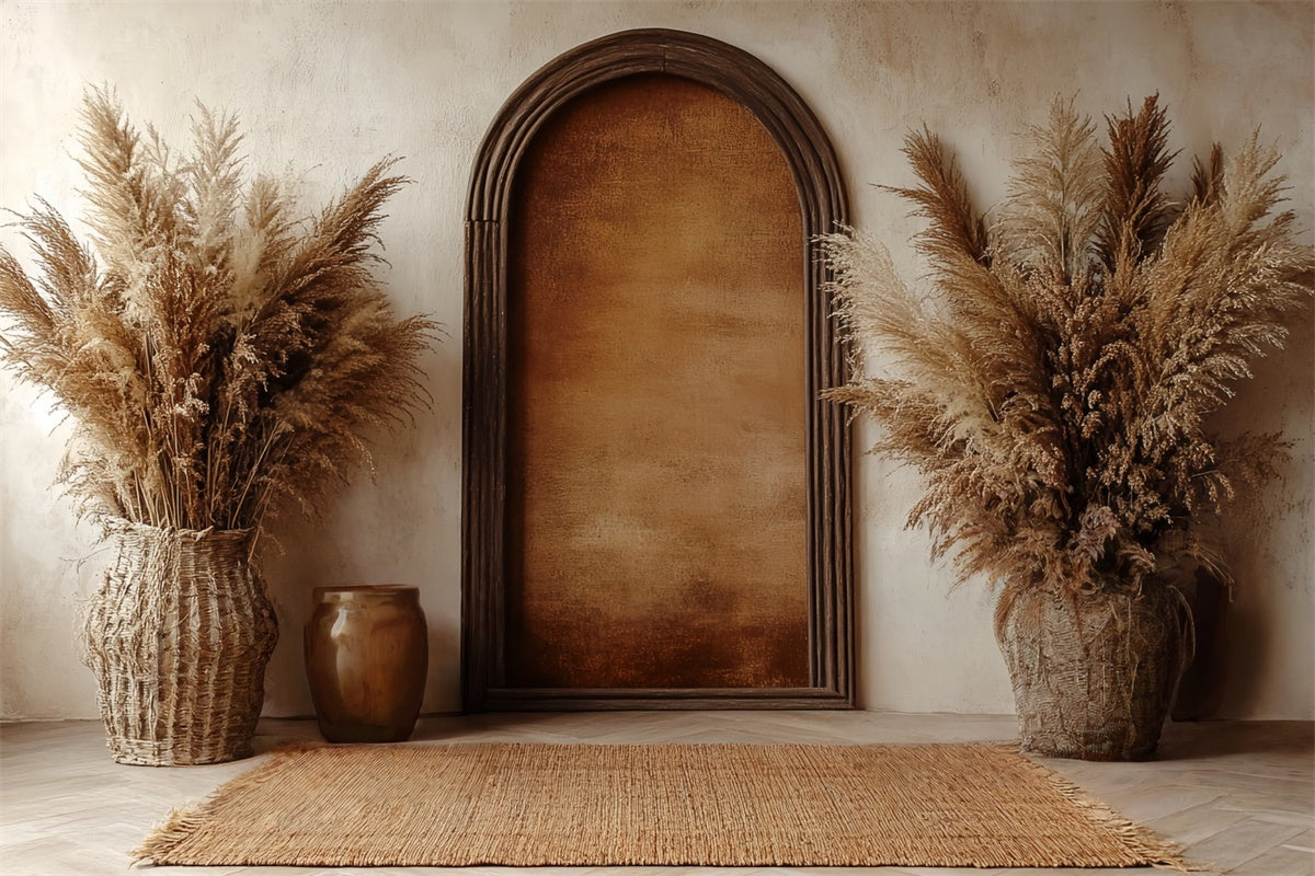 Boho Backdrop Photography Arch Pampas Scene Backdrop UK CSH57-305