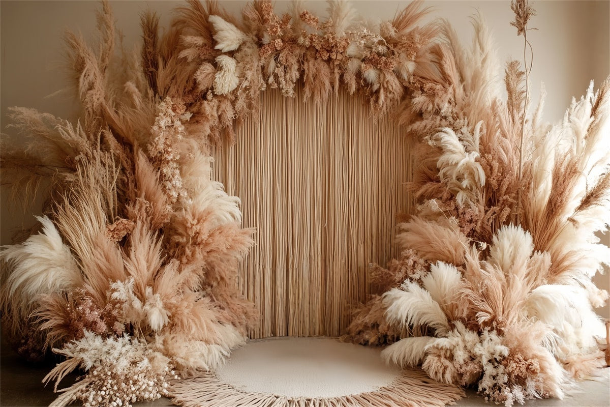 Bohemian Style Backdrop Rustic Pampas Bloom Backdrop UK CSH57-306