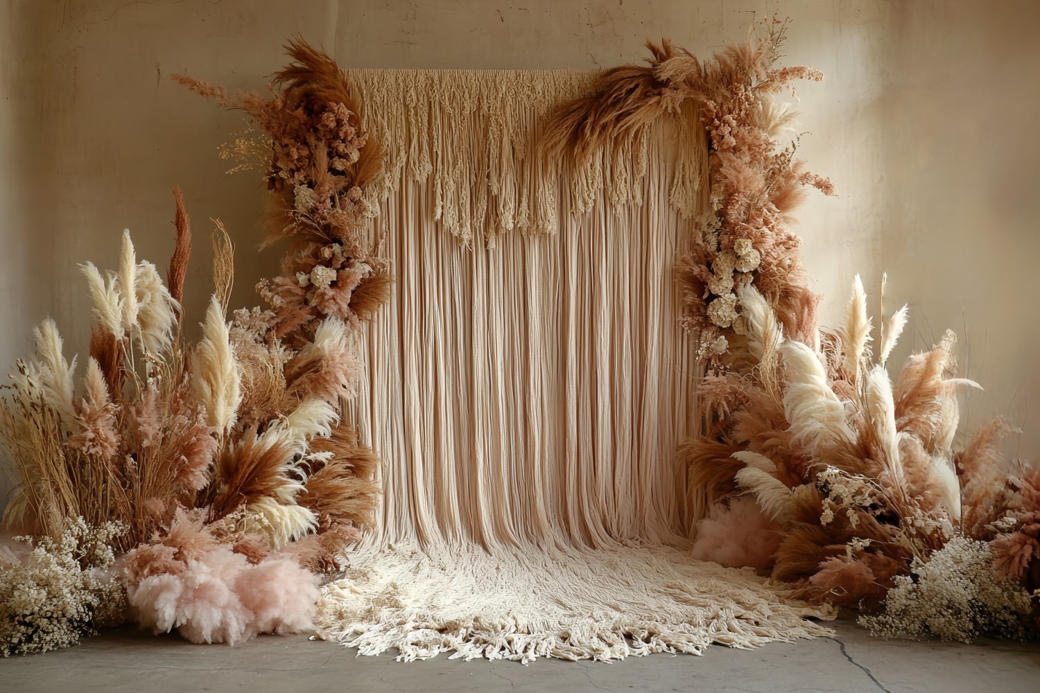Boho Photography Backdrop Soft Fringe Pampas Backdrop UK CSH57-307