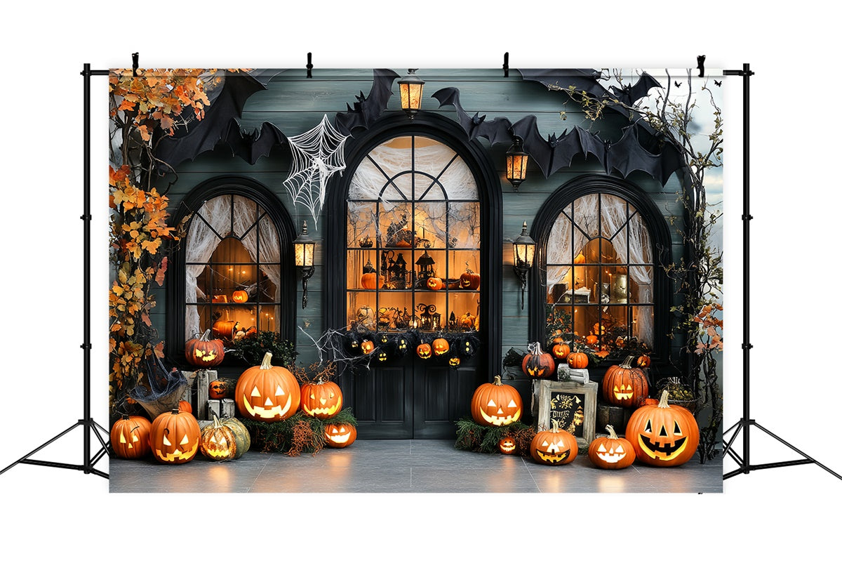 Halloween Backdrop For Photos Pumpkin Window Glow Backdrop UK CSH57-64
