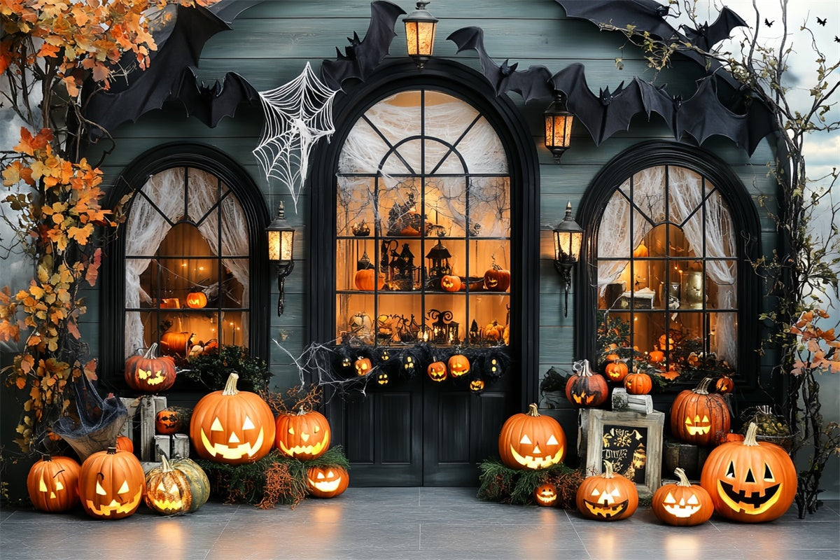 Halloween Backdrop For Photos Pumpkin Window Glow Backdrop UK CSH57-64